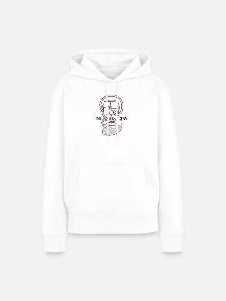 Blumenuhr – Jugendstil-Wachstumsdesign - Frauen Premium Bio Hoodie - Weiß