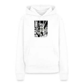 Ours néon noir avec cache-œil - Sweat à capuche Premium bio Femme - blanc - Devant - Julia (174cm)