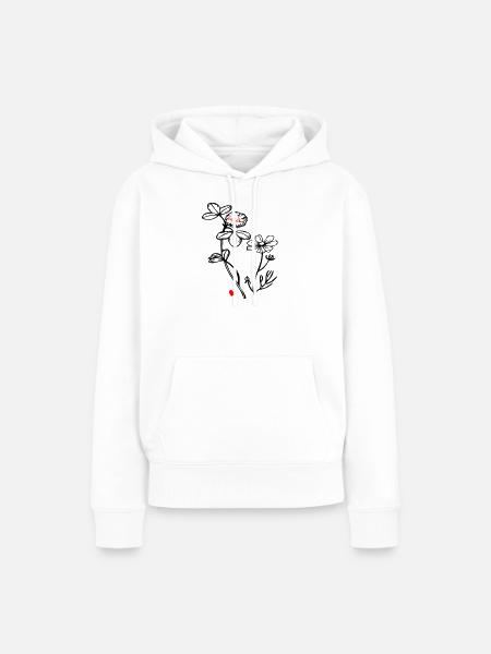 Wildblumen - Frauen Premium Bio Hoodie - Weiß