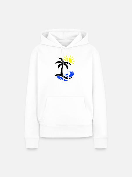 Palme Strand Ozean - Frauen Premium Bio Hoodie - Weiß