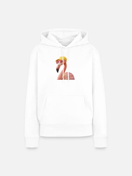 Cooles Flamingo Design - Frauen Premium Bio Hoodie - Weiß