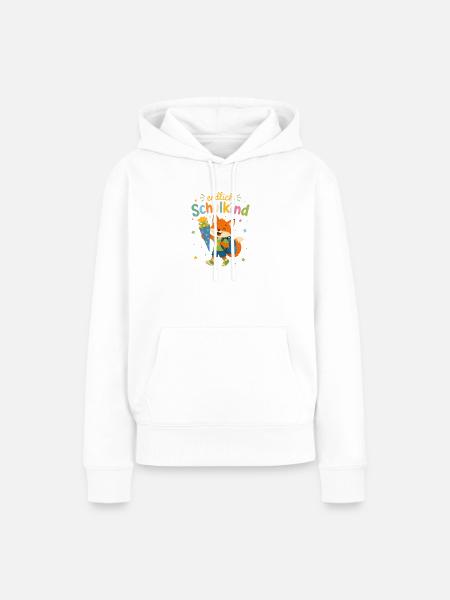 Endlich Schulkind Fuchs mit Zuckertüte - Frauen Premium Bio Hoodie - Weiß
