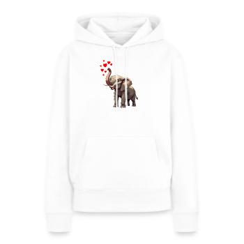 Éléphant au cœur - Sweat à capuche Premium bio Femme - blanc - Devant - Julia (174cm)