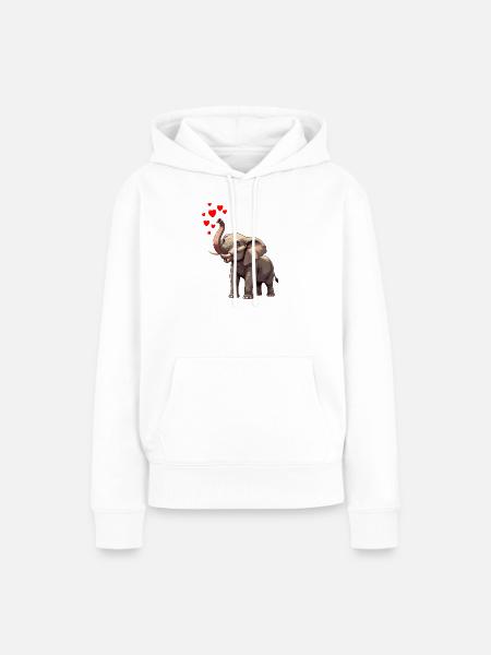Elefant mit Herzen - Frauen Premium Bio Hoodie - Weiß