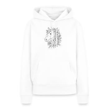 Pferdekopf mit Blumen zum ausmalen - Frauen Premium Bio Hoodie - Weiß - Vorne - Julia (174cm)