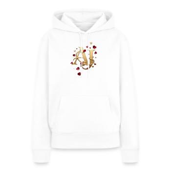 Goldenes AJ Monogram mit Rosen - Frauen Premium Bio Hoodie - Weiß - Vorne - Julia (174cm)