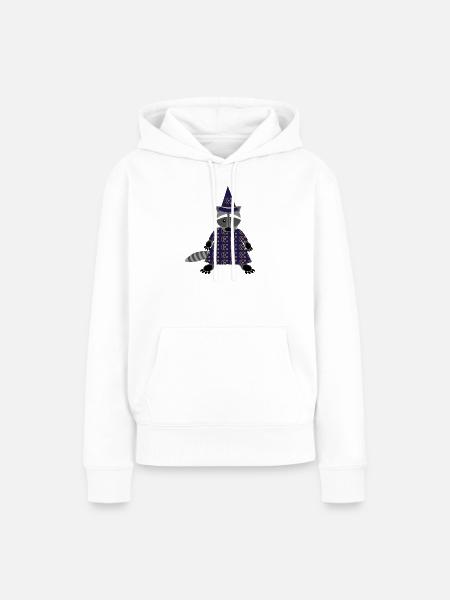 Mondbeschienener Zauberer Waschbär - Frauen Premium Bio Hoodie - Weiß