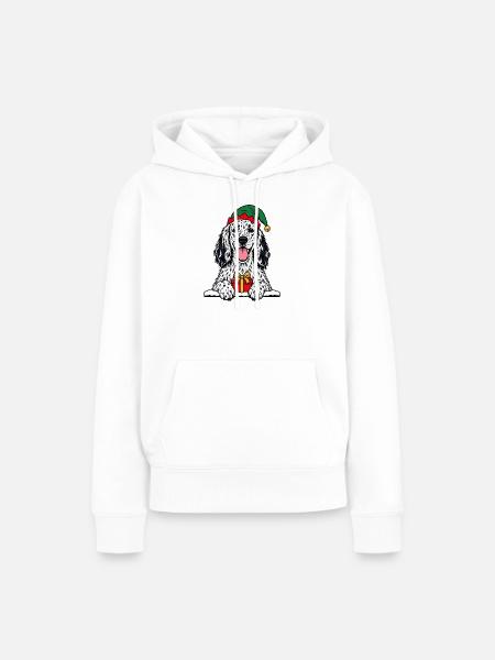 Weihnachten English Setter - Frauen Premium Bio Hoodie - Weiß