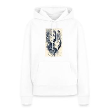 Abstrakte Paargesichter in Tusche - Frauen Premium Bio Hoodie - Weiß - Vorne - Julia (174cm)