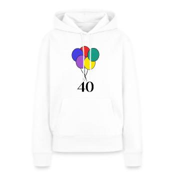 40. 40 ANS. 40e ANNIVERSAIRE. ANNIVERSAIRE 40 ANS. - Sweat à capuche Premium bio Femme - blanc - Devant - Julia (174cm)