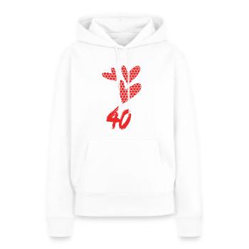 40. 40 ANS. 40e ANNIVERSAIRE. ANNIVERSAIRE 40 ANS. - Sweat à capuche Premium bio Femme - blanc - Devant - Julia (174cm)
