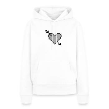 Pfeil durch Herz - S/W - Pixelart - Frauen Premium Bio Hoodie - Weiß - Vorne - Julia (174cm)
