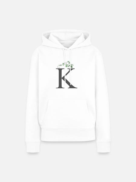 K mit Kleeblätter - Frauen Premium Bio Hoodie - Weiß