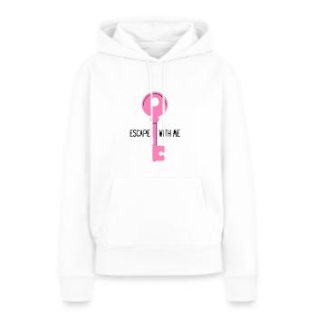Key - escape with me - pink - Frauen Premium Bio Hoodie - Weiß - Vorne - Julia (174cm)
