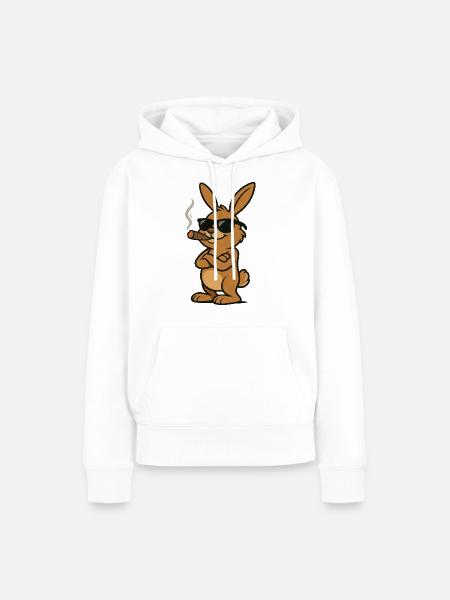 hase zigarre comic - Frauen Premium Bio Hoodie - Weiß