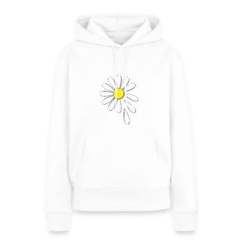 Marguerite - il m’aime, il ne m’aime pas - Sweat à capuche Premium bio Femme - blanc - Devant - Julia (174cm)