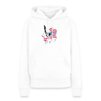 amerikanische Flagge und Freiheitsstatue - Frauen Premium Bio Hoodie - Weiß - Vorne - Julia (174cm)
