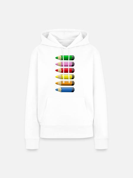 Buntstifte - Frauen Premium Bio Hoodie - Weiß