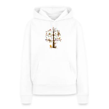 Ein Baum und viele Tiere - Frauen Premium Bio Hoodie - Weiß - Vorne - Julia (174cm)