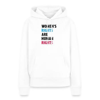 Les droits des femmes sont des droits humains - Sweat à capuche Premium bio Femme - blanc - Devant - Julia (174cm)