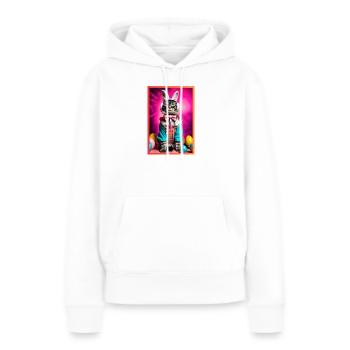 Katzen im Bunny-Armor mit Kopfhörern - Frauen Premium Bio Hoodie - Weiß - Vorne - Julia (174cm)
