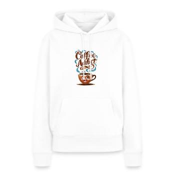 Addiction au café humoristique passion - Sweat à capuche Premium bio Femme - blanc - Devant - Julia (174cm)