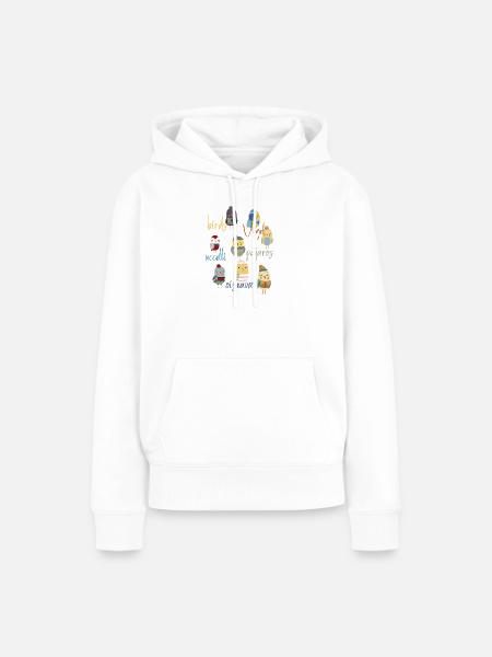 Children's Illustration of Birds in Cartoon - Women’s Premium Organic Hoodie - white