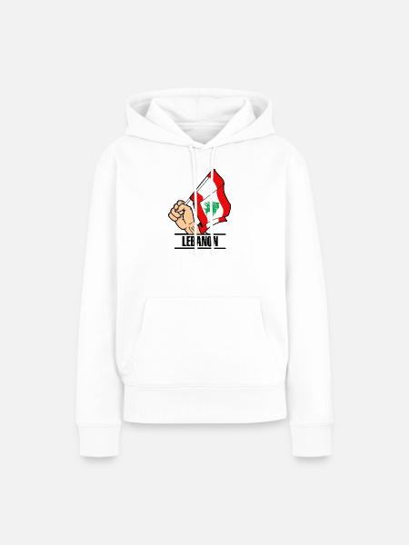 Flagge Libanon faust text LIBANON - Frauen Premium Bio Hoodie - Weiß