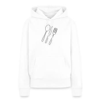 Couverts Fourchette Cuillère - Sweat à capuche Premium bio Femme - blanc - Devant - Julia (174cm)