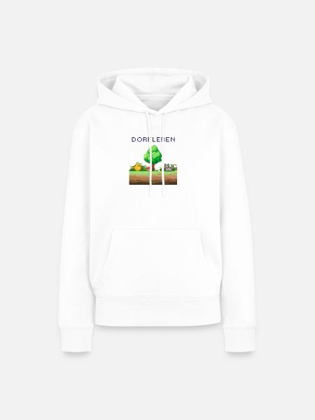 Dorflleben Pixelwelt - Frauen Premium Bio Hoodie - Weiß