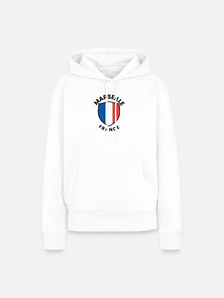 Marseille-Flaggenschild - Frauen Premium Bio Hoodie - Weiß