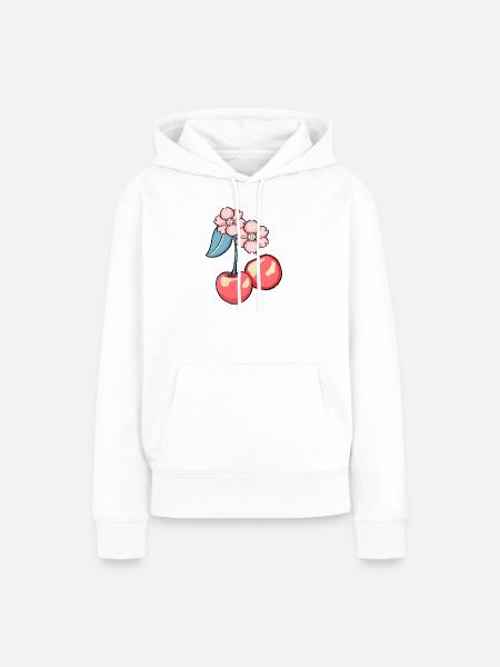 Kirschblüten Charme Illustration - Frauen Premium Bio Hoodie - Weiß