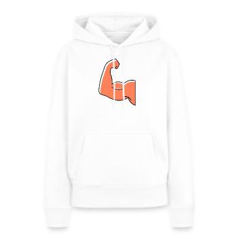 Icône musculaire d’haltère - Sweat à capuche Premium bio Femme - blanc - Devant - Julia (174cm)