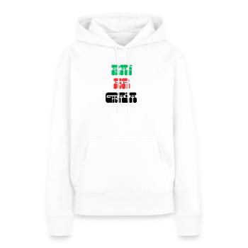 BETE FÜR GWADA - Frauen Premium Bio Hoodie - Weiß - Vorne - Julia (174cm)