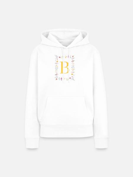 Florale Initialen "B", Buchstaben Monogramm - Frauen Premium Bio Hoodie - Weiß