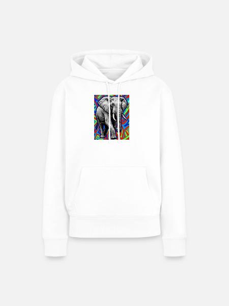 Elefant - Frauen Premium Bio Hoodie - Weiß