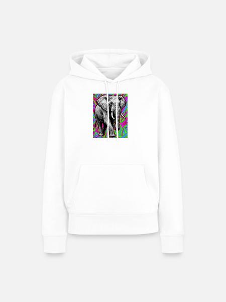 Elefant - Frauen Premium Bio Hoodie - Weiß