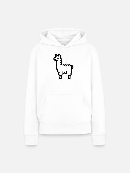 Lama - Frauen Premium Bio Hoodie - Weiß