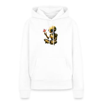 Goldener Roboter mit Schmetterling - Frauen Premium Bio Hoodie - Weiß - Vorne - Julia (174cm)