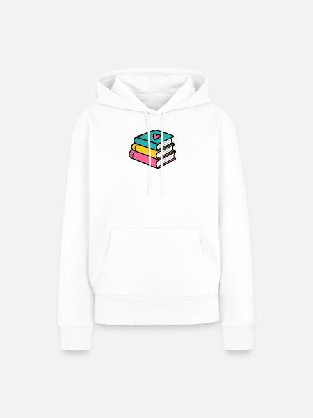 Bücherstapel Herz Design - Frauen Premium Bio Hoodie - Weiß