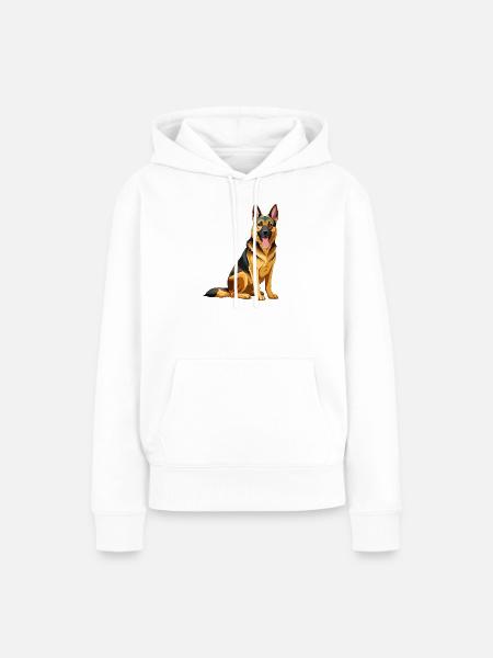 Deutscher Schäferhund sitzt - Frauen Premium Bio Hoodie - Weiß