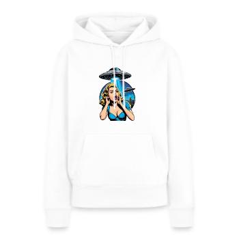 A beautiful woman is terrified of UFO invasion. - Women’s Premium Organic Hoodie - white - Front - Julia (174cm)