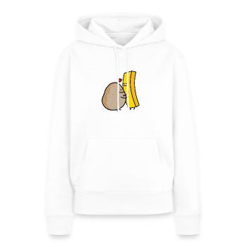 Paire de frites et pommes de terre - Sweat à capuche Premium bio Femme - blanc - Devant - Julia (174cm)