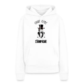 Chat chic - Sweat à capuche Premium bio Femme - blanc - Devant - Julia (174cm)