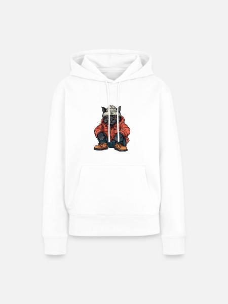 Katze Lustig Winter - Frauen Premium Bio Hoodie - Weiß