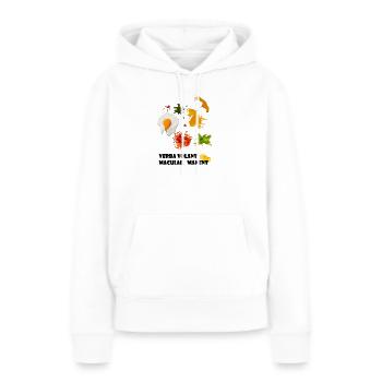 taches - Sweat à capuche Premium bio Femme - blanc - Devant - Julia (174cm)