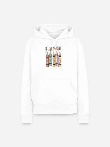 J’enseigne l’amour, la bravoure, l’égalité, la force et la gentillesse - Dame Premium hoodie, økologisk bomuld - hvid