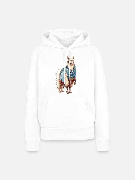 Alpaka mit Decke - Frauen Premium Bio Hoodie - Weiß