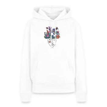 Blumiges Fantasy-Motiv mit Schmetterlingen - Frauen Premium Bio Hoodie - Weiß - Vorne - Julia (174cm)