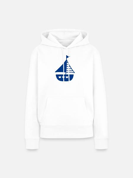 Verspieltes Herzboot Design - Frauen Premium Bio Hoodie - Weiß